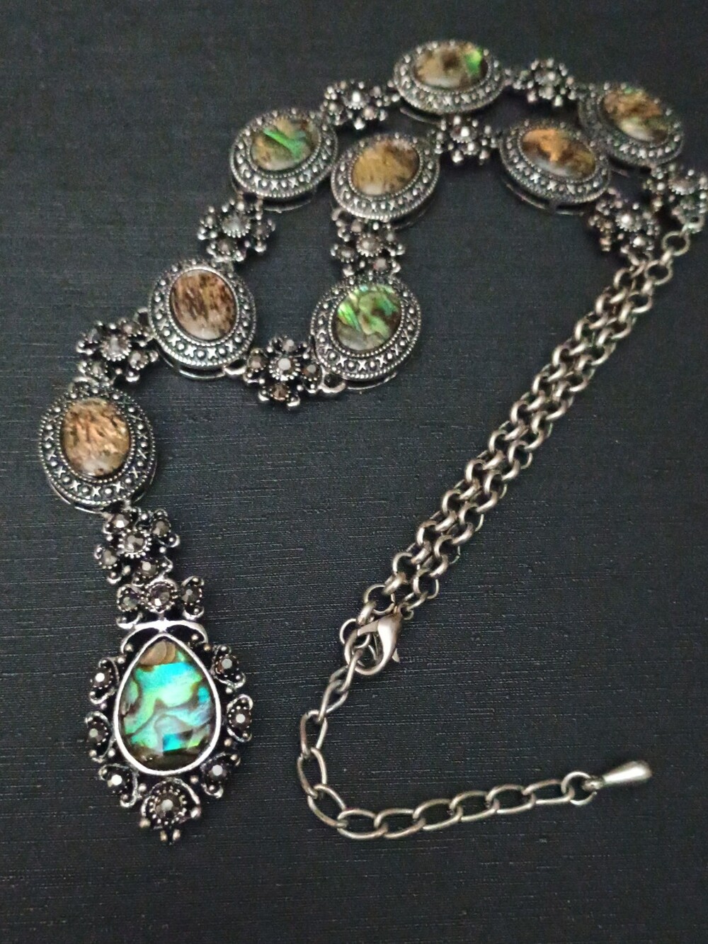 Abalone Teardrop Pendant Necklace - Silver Tone Women’s Jewelry